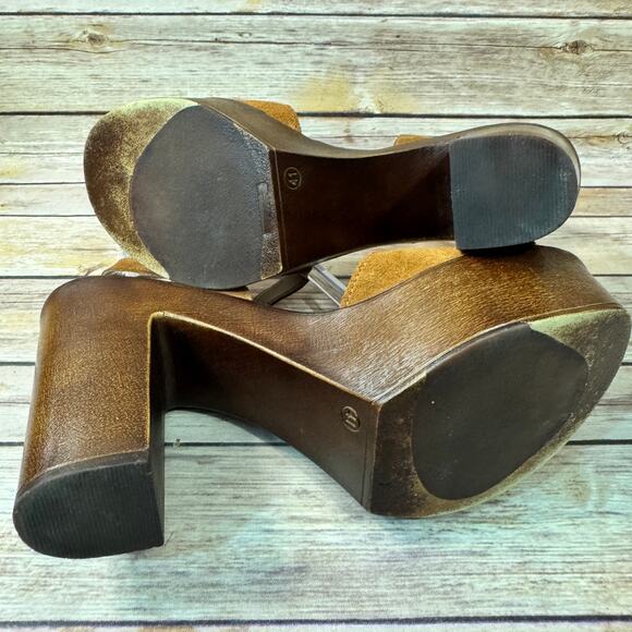 Steve Madden Womens Brown Suede Leather Lulla Open Toe Plat Form Sandals 11 - Picture 7 of 9